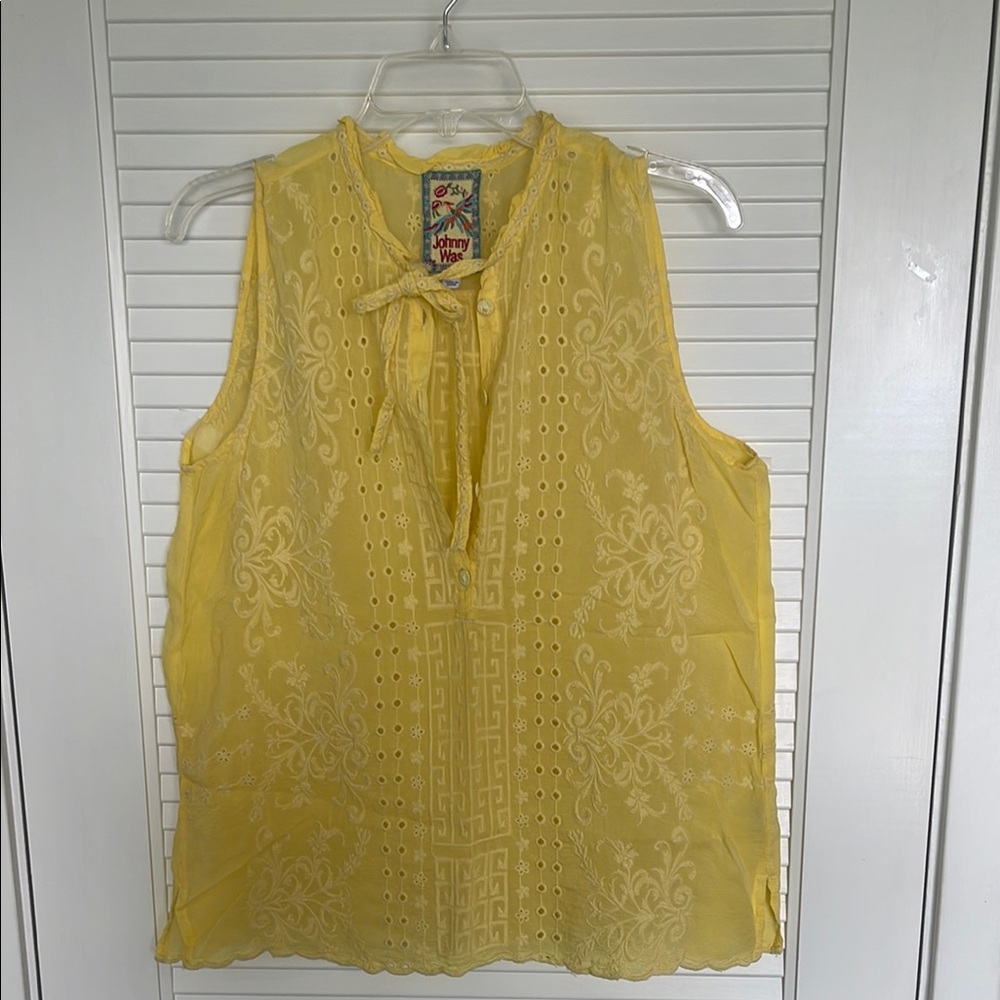 Johnny Was Yellow Embroidered Women's Top
